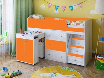 Детская кровать-шкаф Малыш 1600, корпус Винтерберг, фасад Оранжевый в Анадыре