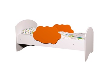 Детская кровать с бортиками Тучка, корпус Белый, фасад Оранжевый в Анадыре