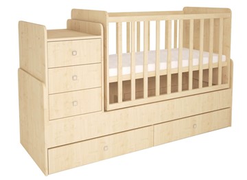 Кровать для новорожденных с комодом POLINI Kids Simple 1100 Натуральный в Анадыре