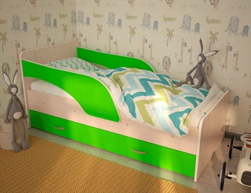 Кровать детская Максимка, корпус Млечный дуб, фасад Салатовый в Анадыре