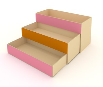 Детская кровать 3-х уровневая КД-3, Беж + Розовый + Оранжевый в Анадыре