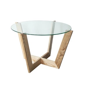 Стеклянный столик в зал Оникс-10, Натуральный массив/Прозрачное стекло в Анадыре