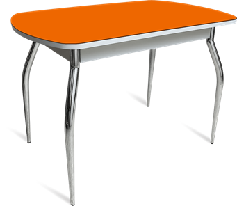 Мини-стол на кухню ПГ-04 СТ белое/оранжевое/хром фигурные в Анадыре