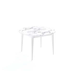 Стол обеденный круглый Kenner W1200 (Белый/Мрамор белый) в Анадыре
