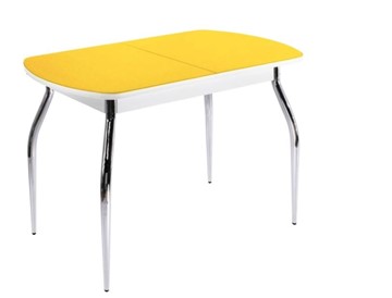 Стеклянный стол ПГ-06 СТ2, белое/желтое стекло/35 хром гнутые металл в Анадыре