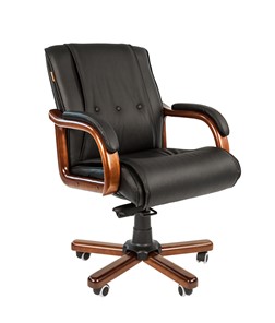 Кресло компьютерное CHAIRMAN 653M кожа черная в Анадыре