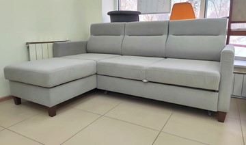 Угловой диван с оттоманкой Марсель Luma 13 серый велюр в Анадыре
