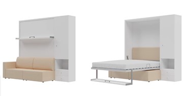 Кровать-шкаф трансформер Кровать-трансформер Smart (КД 1400+ШП), шкаф правый, левый подлокотник в Анадыре