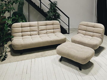 Комплект мебели Абри цвет бежевый диван + кресло +пуф пора металл в Анадыре