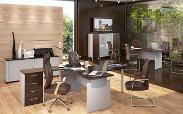 Офисный набор мебели OFFIX-NEW для двух сотрудников и руководителя в Анадыре