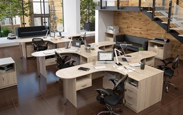 Комплект офисной мебели SIMPLE с эргономичными столами и тумбами в Анадыре