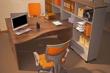 Комплект офисной мебели Милан для 2 сотрудников со стеллажом в Анадыре