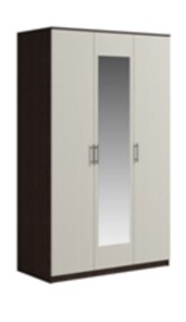 Шкаф 3 двери Genesis Светлана, с зеркалом, венге/дуб молочный в Анадыре
